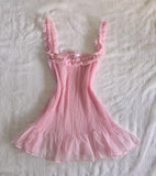 Niulatu A Line Spaghetti Straps Pink Chiffon Short Homecoming Dress 18th Birthday Outfits HZ1110