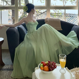 Niulatu A Line Spaghetti Straps Chiffon Long Prom Dresses Formal Dress HZ1110