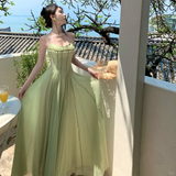 Niulatu A Line Spaghetti Straps Chiffon Long Prom Dresses Formal Dress HZ1110
