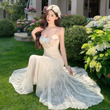 Niulatu Mermaid Spaghetti Straps Satin Lace Applique Long Prom Dresses Formal Dress HZ1110