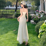 Niulatu Mermaid Spaghetti Straps Satin Lace Applique Long Prom Dresses Formal Dress HZ1110