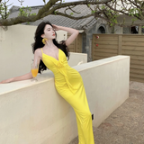 Niulatu Mermaid Spaghetti Straps Satin Long Prom Dresses Formal Dress HZ1110