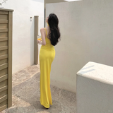 Niulatu Mermaid Spaghetti Straps Satin Long Prom Dresses Formal Dress HZ1110