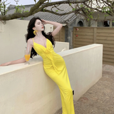 Niulatu Mermaid Spaghetti Straps Satin Long Prom Dresses Formal Dress HZ1110