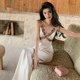 Niulatu Mermaid Spaghetti Straps Satin Flower Lace Long Prom Dresses Formal Dress HZ1110