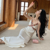 Niulatu Mermaid Spaghetti Straps Satin Flower Lace Long Prom Dresses Formal Dress HZ1110