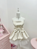 Niulatu A Line Spaghetti Straps Satin Tulle Beads Short Homecoming Dress 15th Birthday Outfits HZ1110