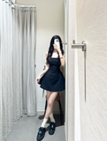 Niulatu Elegant Black A Line Square Satin Short Homecoming Dress 18th Birthday Outfits HZ1110