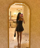 Niulatu A Line Halter Satin Short Homecoming Dress 20th Birthday Outfits HZ1110