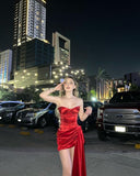 Niulatu Mermaid Strapless Satin Pleated Short Homecoming Dress 19th Birthday Outfits HZ1110