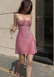 Niulatu A Line Spaghetti Straps Satin Sequin Short Homecoming Dress 17th Birthday Outfits HZ1110