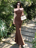 Niulatu Mermaid Off The Shoulder Satin Long Prom Dresses Formal Dress HZ1110