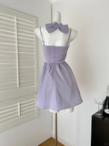 Niulatu A Line Spaghetti Straps Lilac Satin Short Homecoming Dress 17th Birthday Outfits HZ1110