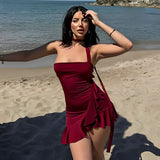 Niulatu A Line Halter Burgundy Satin Backless Short Homecoming Dress 17th Birthday Outfits HZ1110