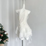 Niulatu A Line One Shoulder Chiffon Ruffles Short Homecoming Dress 16th Birthday Outfits HZ1110