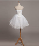 Niulatu 16th White Ball Gown Satin Tulle Lace Short Homecoming Dress Birthday Outfits HZ1110