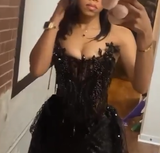 Niulatu 22th Black Mermaid Strapless Tulle Lace Sequin Short Homecoming Dress Birthday Outfits HZ1110