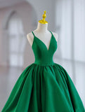 Niulatu Ball Gown Spaghetti Straps Green Satin Short Homecoming Dress 18th Birthday Outfits HZ1110