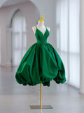 Niulatu Ball Gown Spaghetti Straps Green Satin Short Homecoming Dress 18th Birthday Outfits HZ1110