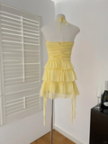 Niulatu A Line Halter Chiffon Tiered Short Homecoming Dress 19th Birthday Outfits HZ1110