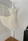 Niulatu A Line One Shoulder Satin Pleated Short Homecoming Dress 19th Birthday Outfits HZ1110