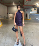 Niulatu Mermaid Halter Satin Short Homecoming Dress 19th Birthday Outfits HZ1110