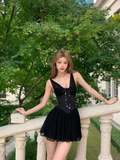 Niulatu A Line V Neck Black Satin Chiffon Short Homecoming Dress 20th Birthday Outfits HZ1110
