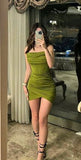 Niulatu Mermaid Strapless Satin Pleated Short Homecoming Dress 20th Birthday Outfits HZ1110