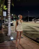 Niulatu A Line Halter Satin Sequin Short Homecoming Dress 22th Birthday Outfits HZ1110