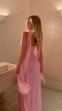 Niulatu A Line Strapless Sweetheart Chiffon Long Prom Dresses Formal Dress HZ1110