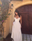 Niulatu A Line Strapless Satin Pleated Long Prom Dresses Formal Dress HZ1110