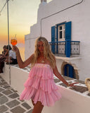 Niulatu A Line Strapless Chiffon Applique Short Homecoming Dress 17th Birthday Outfits HZ1110