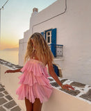 Niulatu A Line Strapless Chiffon Applique Short Homecoming Dress 17th Birthday Outfits HZ1110