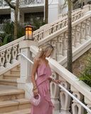 Niulatu A Line Spaghetti Straps Chiffon Ruffles Long Prom Dresses Formal Dress HZ1110