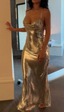 Niulatu Mermaid Spaghetti Straps Silver Sequin Long Prom Dresses Formal Dress HZ1110