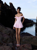 Niulatu A Line Off The Shoulder Satin Short Homecoming Dress 21th Birthday Outfits HZ1110