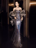 Niulatu Mermaid Strapless Sequin Prom Dresses HZ1110