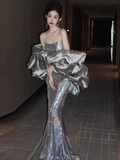 Niulatu Mermaid Strapless Sequin Prom Dresses HZ1110