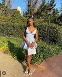 Niulatu A Line Spaghetti Straps V Neck Satin Short Homecoming Dress 19th Birthday Outfits HZ1110