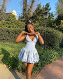 Niulatu A Line Spaghetti Straps V Neck Satin Short Homecoming Dress 19th Birthday Outfits HZ1110