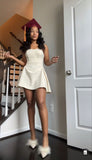Niulatu A Line Strapless Satin Short Homecoming Dress 22th Birthday Outfits HZ1110