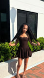 Niulatu A Line Spaghetti Straps Brown Satin Short Homecoming Dress 19th Birthday Outfits HZ1110