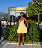 Niulatu A Line Spaghetti Straps Satin Short Homecoming Dress 19th Birthday Outfits HZ1110