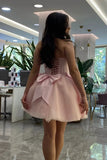 Niulatu Ball Gown Strapless Satin Tulle Bow Short Homecoming Dress 16th Birthday Outfits HZ1110