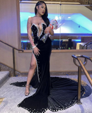 Niulatu Velvet Prom Dresses Long Mermaid Formal Party Gowns Evening Dress HZ1007