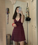 Niulatu A Line Spaghetti Straps V Neck Satin Short Homecoming Dress 20th Birthday Outfits HZ1110