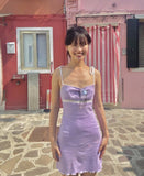 Niulatu A Line Spaghetti Straps Lilac Satin Short Homecoming Dress 19th Birthday Outfits HZ1110