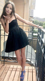 Niulatu A Line Spaghetti Straps Black Satin Short Homecoming Dress 16th Birthday Outfits HZ1110