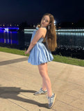 Niulatu A Line Halter Satin Short Homecoming Dress 18th Birthday Outfits HZ1110