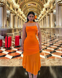 Niulatu Mermaid Halter Chiffon Long Prom Dresses Formal Dress HZ1110